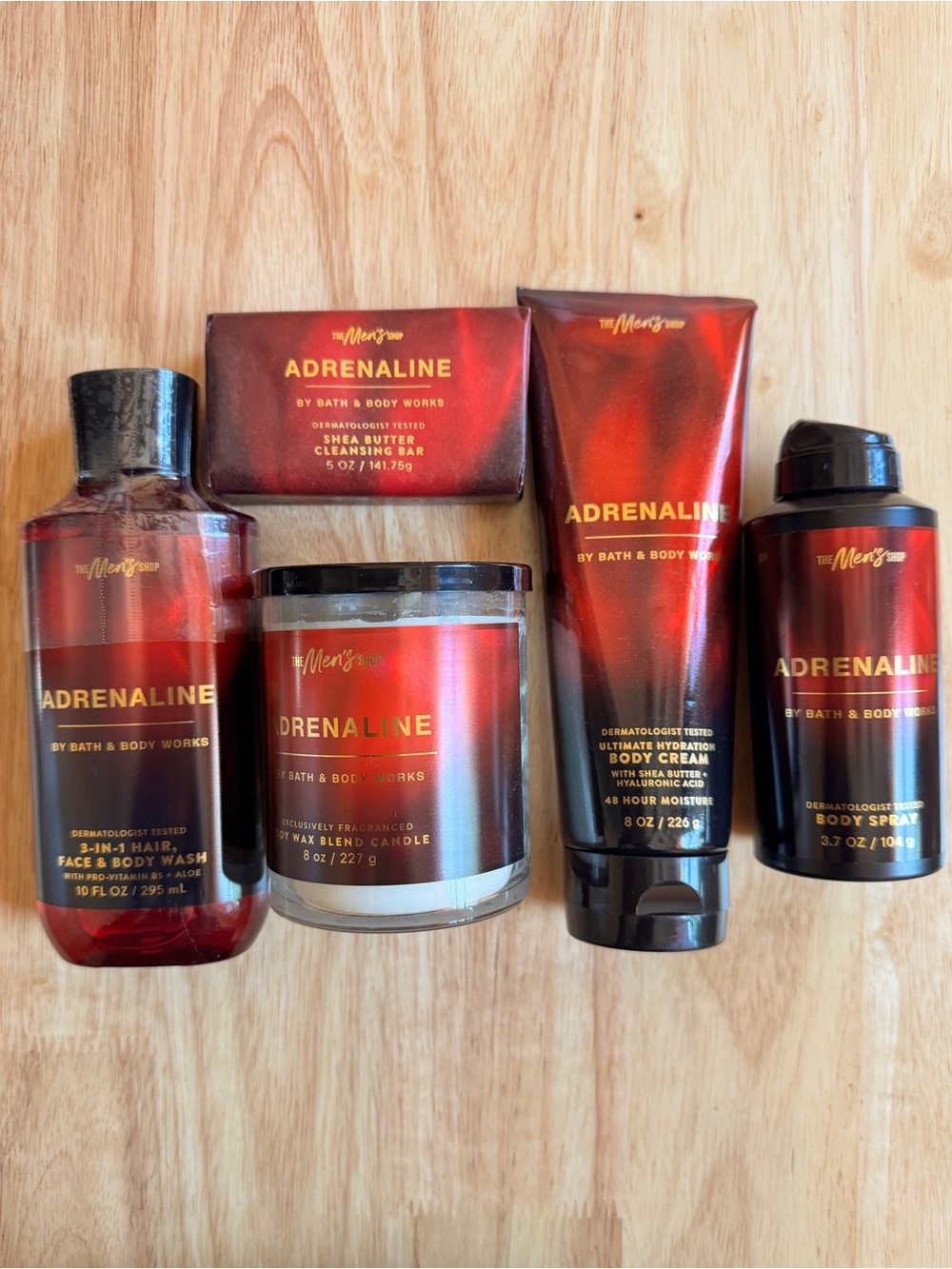 Bath & Body Works Adrenaline Fragrance 5Piece Gift Set - Red & Gold Packaging
